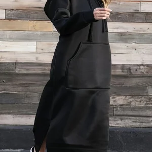 Plus size European and American cross-border spring and autumn new fashion loose casual long sleeve hooded sweatshirt dress